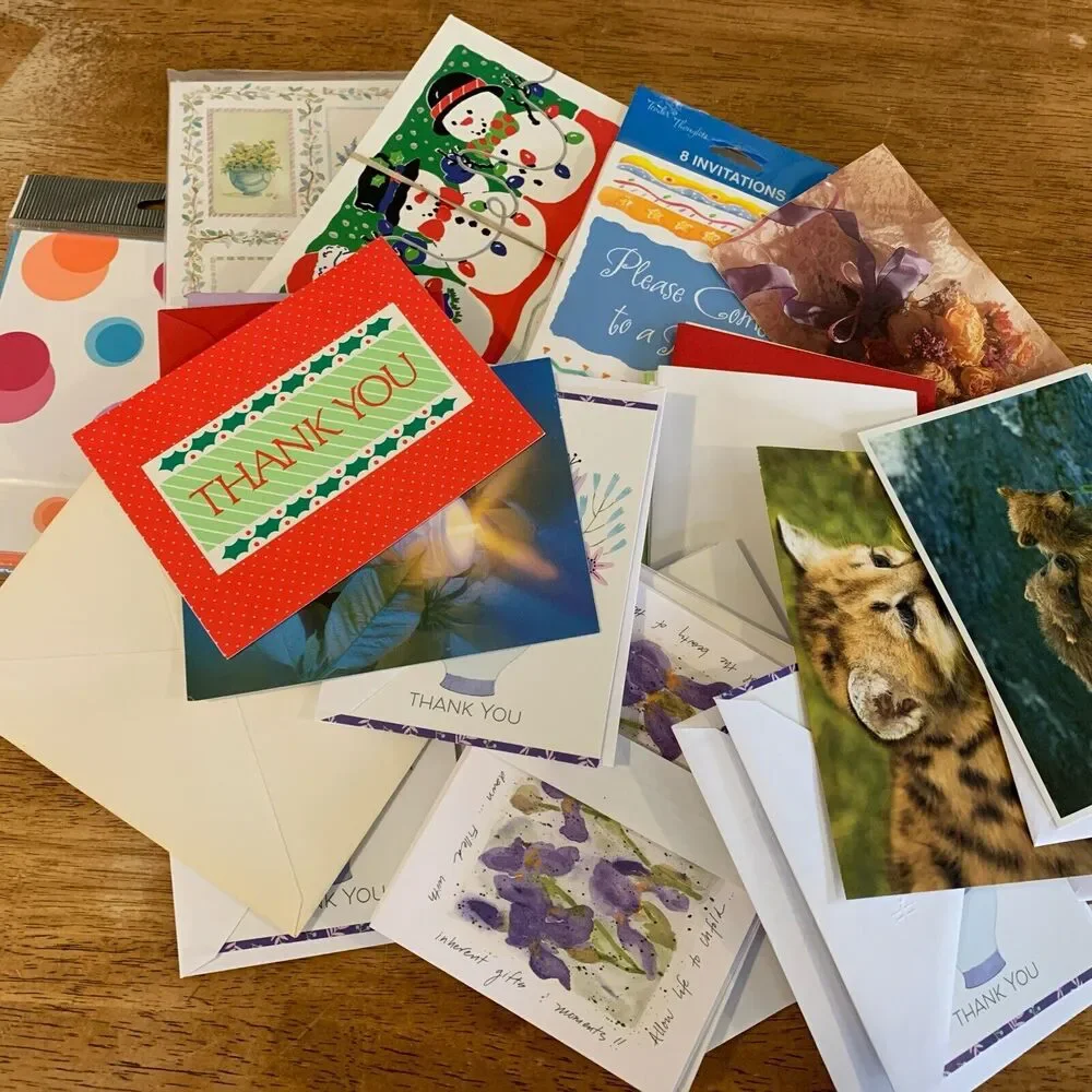 Large Lot‎ Of Vintage Greeting Cards ~ Thank You ~ Christmas ~ More! unused